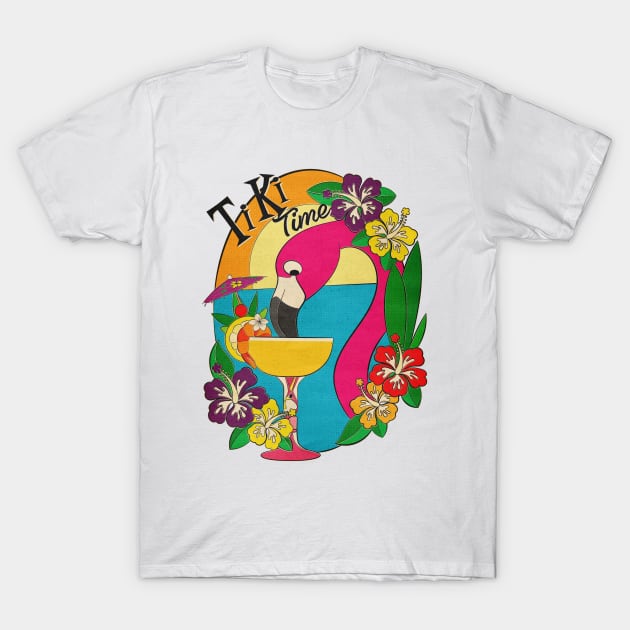 Tiki Time Flamingo T-Shirt by ArtsofAll